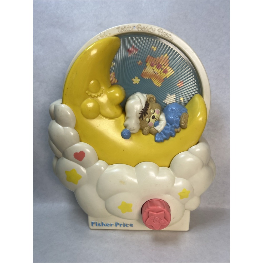 VTG '85 Teddy Beddy Bear Musical hanging Crib Mobile Baby Toy WORKS Fisher Price